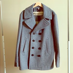 Burberry grey wool coat XL